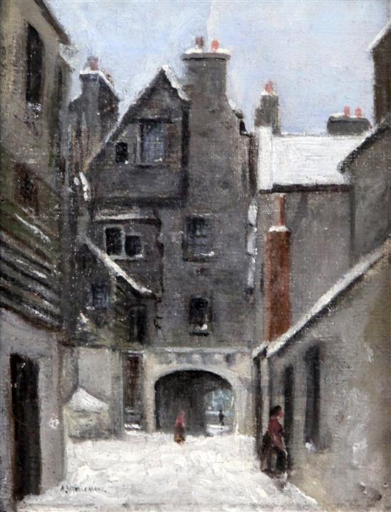 A. Middlemans Street scene in winter 8 x 6in.